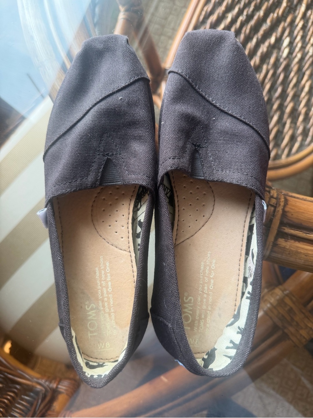 Toms Women's Black Canvas Slip-On Moccasins
